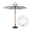 7' Round Wood Umbrella with 6 Ribs, Full-Color Thermal Imprint, 1 Location